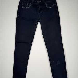 Miss Me Black Skinny Jeans with Distressed Details